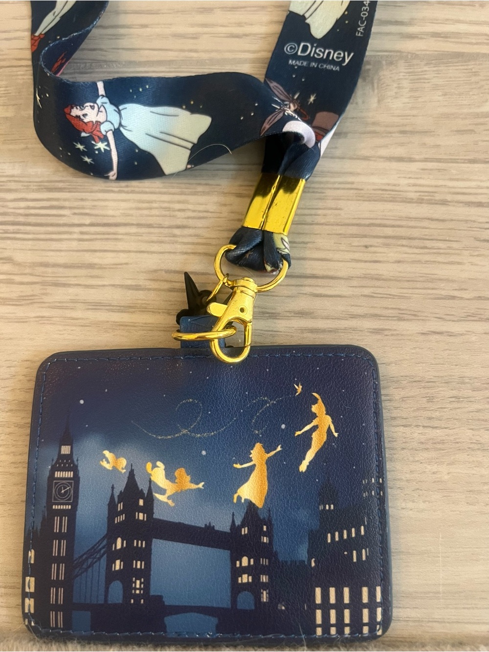 Loungefly Navy & Gold Peter Pan Lanyard ID Holder